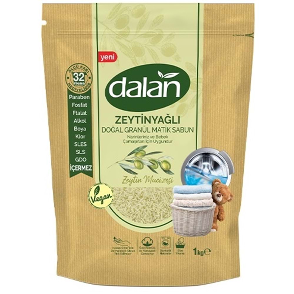 Dalan Doğal Granül Sabun Tozu 1KG Bebekler İçin %100 Zeytinyağlı