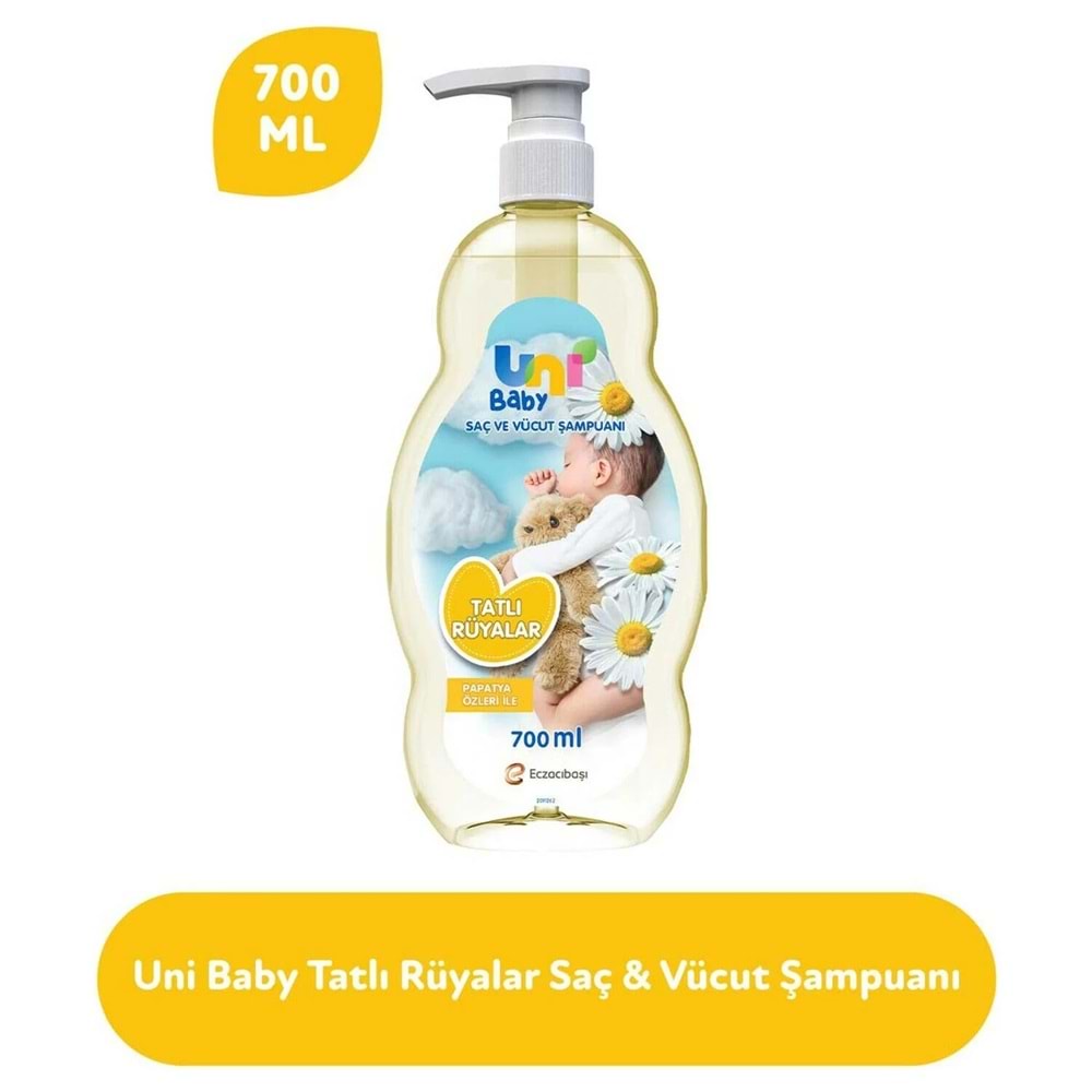 Uni Baby Bebek Saç ve Vücut Şampuanı 700ML Tatlı Rüyalar (Pompalı)