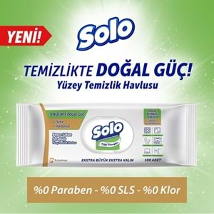 Solo Yüzey Temizlik Havlusu - Mendili 100 Yaprak Beyaz Sabun Ferahlığı Plastik Kapaklı