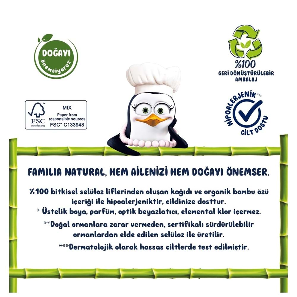 Familia Plus Kağıt Havlu (3 Katlı) 16 Lı Paket Natural (Organik Bambu Özlü)