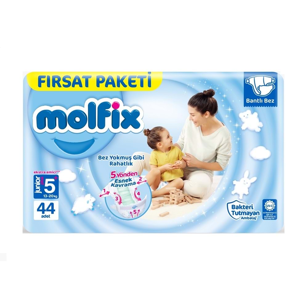 Molfix Bebek Bezi Beden:5+ (13-20KG) Junior Plus 44 Adet Fırsat Pk