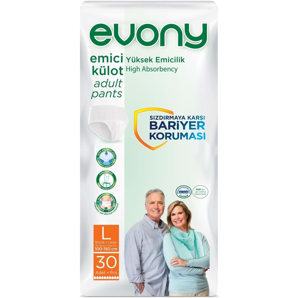 Evony Yetişkin Bezi Emici Külot L - Büyük - Large 30 Adet Tekli Pk