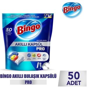 Bingo Akıllı Kapsül Pro Bulaşık Makinesi Deterjanı Tableti 50 Adet Limon Kokulu