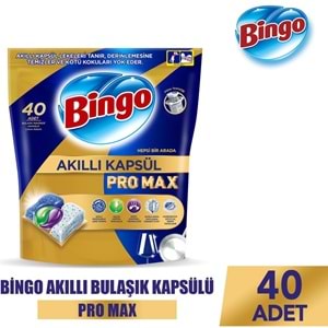 Bingo Akıllı Kapsül Pro Max Bulaşık Makinesi Deterjanı Tableti 40 Adet Limon Kokulu
