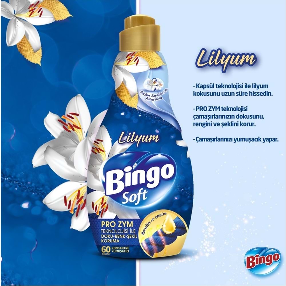 Bingo Soft Çamaşır Yumuşatıcı Konsantre 1440ML Lilyum