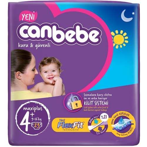 Canbebe Bebek Bezi Beden:4+ (9-16Kg) Maxi Plus 23 Adet Jumbo Pk