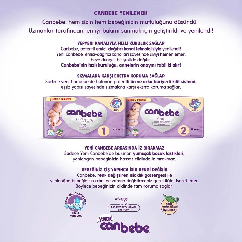 Canbebe Bebek Bezi Beden:1 (2-5Kg) Yeni Doğan 28 Adet Mini Pk