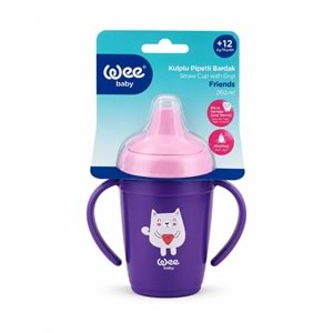 Wee Baby Friends Kulplu Pipetli Bardak 265 ML (Kod:339) Seçenekli - Mor