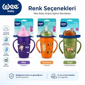 Wee Baby Friends Kulplu Pipetli Bardak 265 ML (Kod:339) Seçenekli - Mor