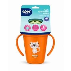 Wee Baby Friends Kulplu Pipetli Bardak 265 ML (Kod:339) Seçenekli - Turuncu