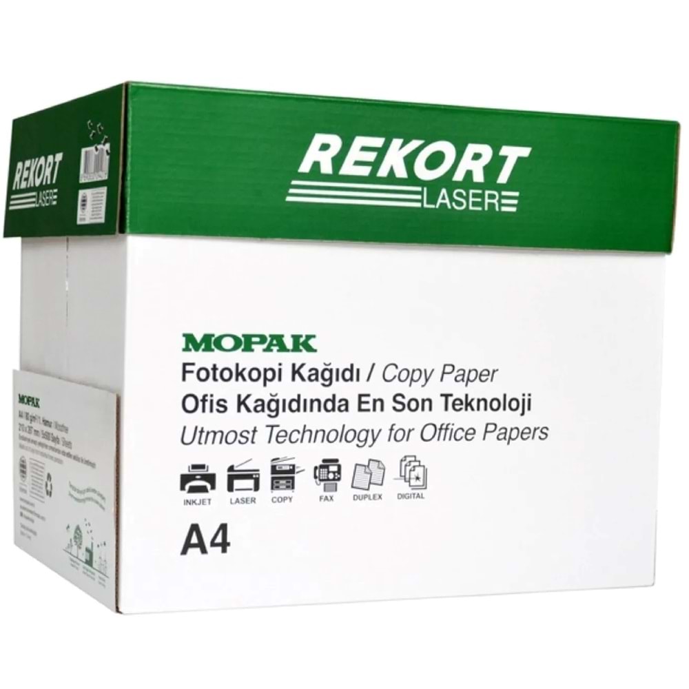 Mopak Rekort A4 80GR/M2 Fotokopi Kağıdı 2500 Adet (5PK*500) 1 Koli