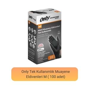 Only Evo Beyond Glove Nitril Siyah Pudrasız Muayene Eldiveni 100 Lü Pk M - Medium - Orta