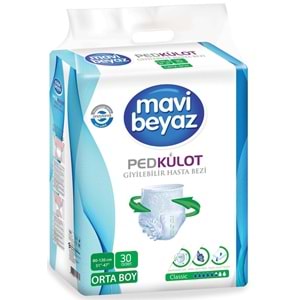Mavi Beyaz Ped Emici Külot Yetişkin Bezi M - Medium - Orta (30 Adet)