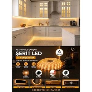 Silorien 4 Metre Günışığı Şerit LED Mutfak Dolabı Tezgah Üstü Adaptörlü Aç Kapa Düğmeli Tak Çalıştır