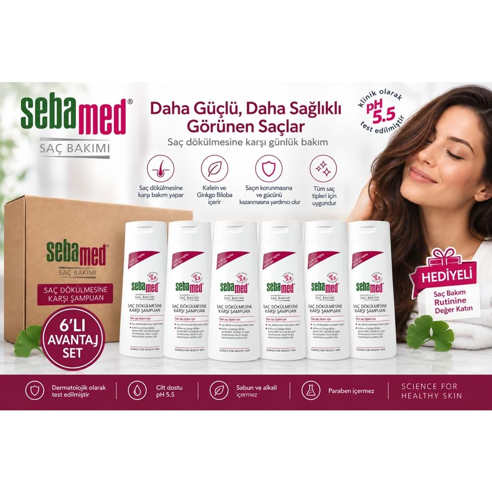 Sebamed Şampuan 400ML Saç Dökülmesine Karşı (Tüm Saç Tipleri için) (6 Lı Set) 2.4 LT + Hediyeli