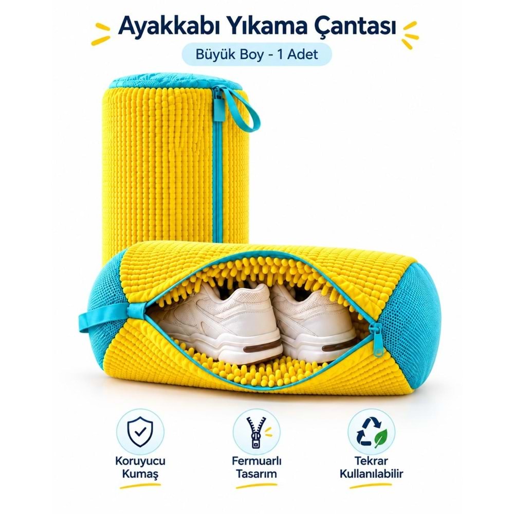 Büyük Boy Ayakkabı Yıkama Çantası Torba File Özel Makarna Kumaş Makinede Deforme Önleyici