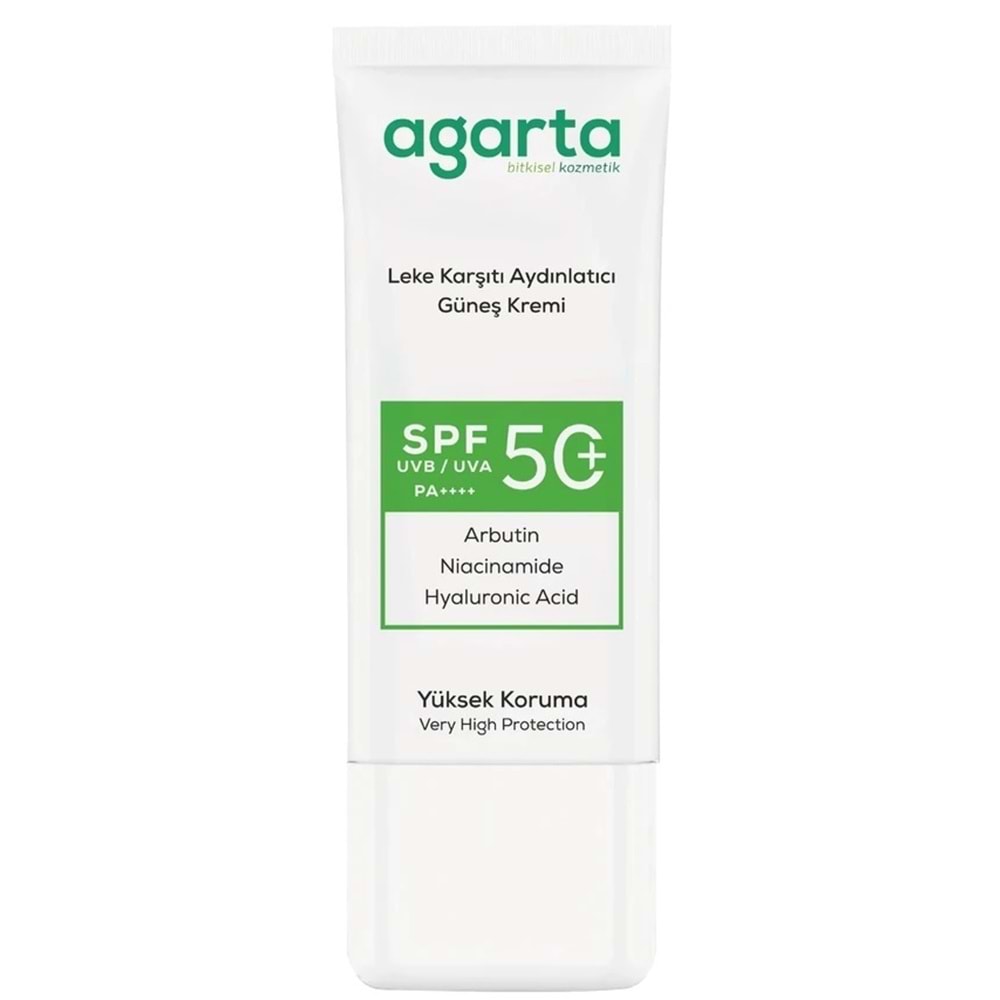 Agarta Leke Karşıtı Aydınlatıcı Spf+50 Faktör Yüz Güneş Kremi 50 ML
