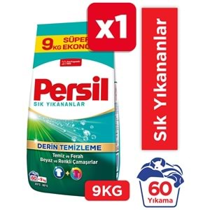 Persil Matik Toz Çamaşır Deterjanı 9KG Sık Yıkananlar Beyaz ve Renkliler İçin (60 Yıkama)