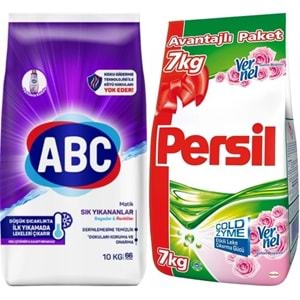 Abc Matik Toz Çamaşır Deterjanı 10KG Sık Yıkananlar Beyazlar/Renkliler (66 Yıkama)+ 7KG Gülün Büyüsü