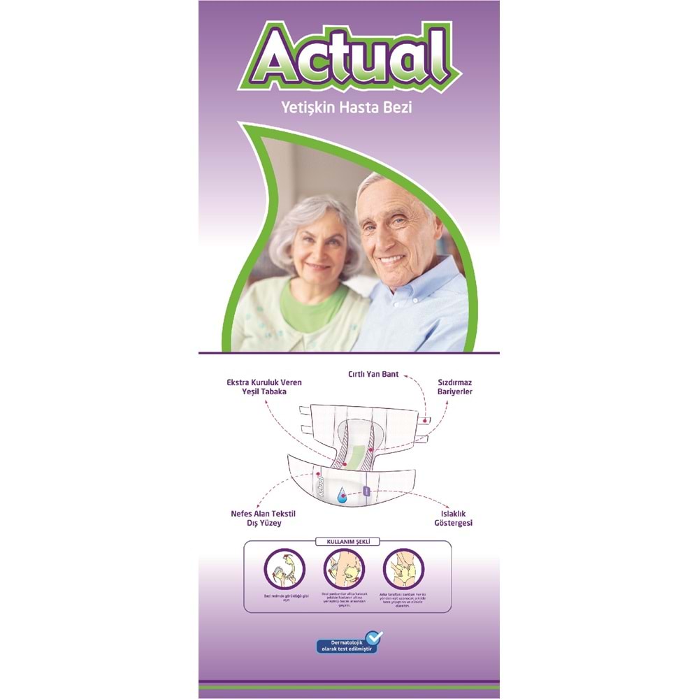 Actual Yetişkin Hasta Bezi Bel Bantlı S - Small - Küçük 60 Adet (2PK*30)