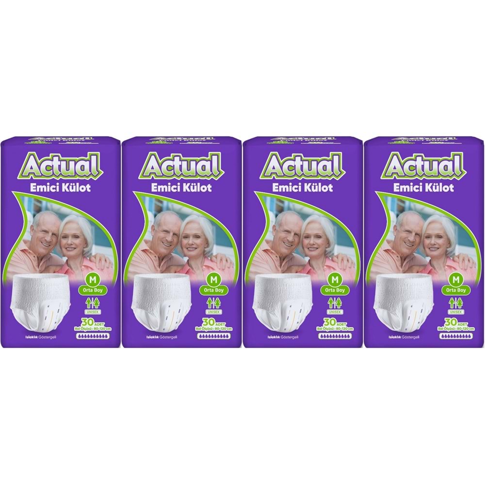 Actual Emici Külot Yetişkin Bezi M - Medium - Orta (Islaklık Göstergeli) 120 Adet