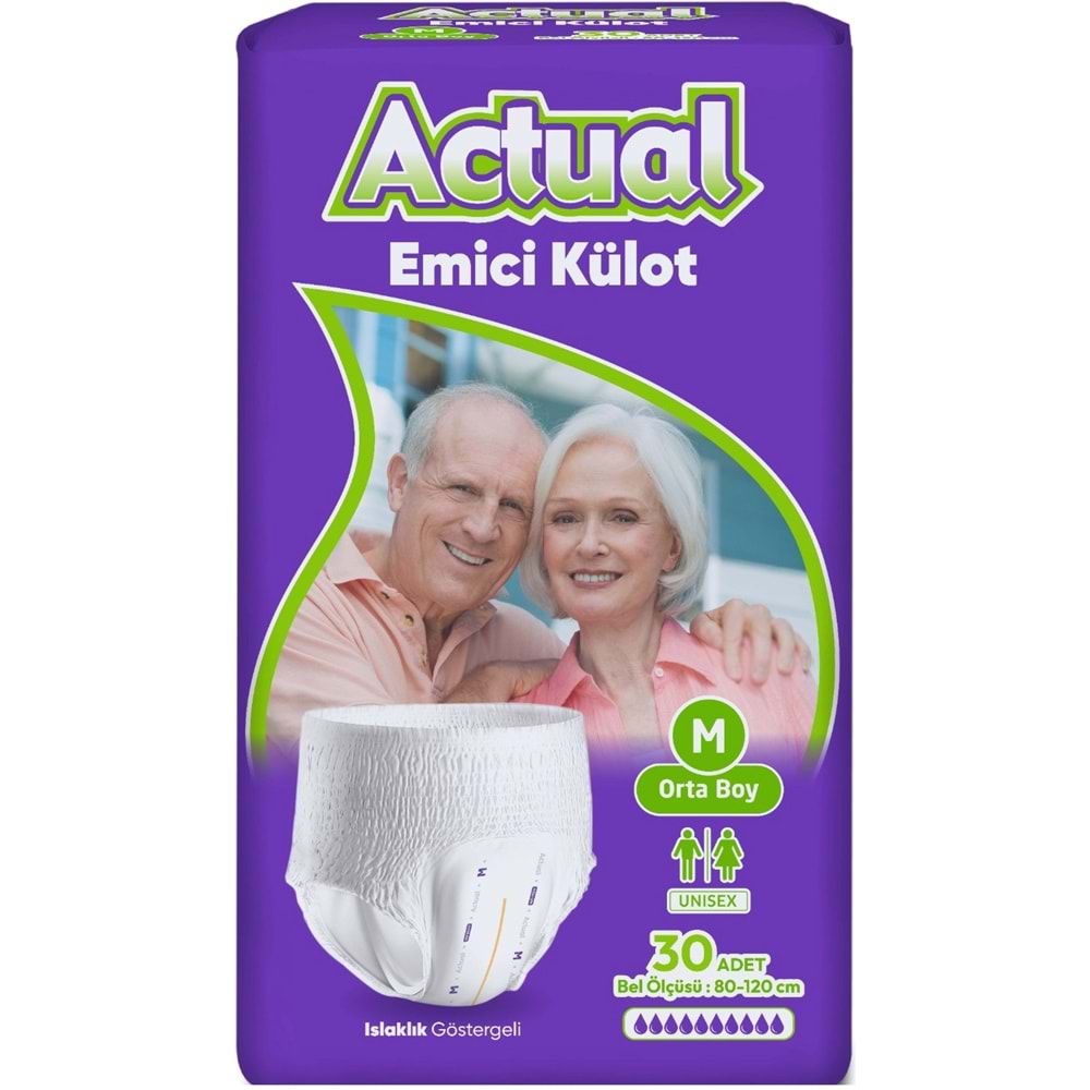 Actual Emici Külot Yetişkin Bezi M - Medium - Orta (Islaklık Göstergeli) 120 Adet