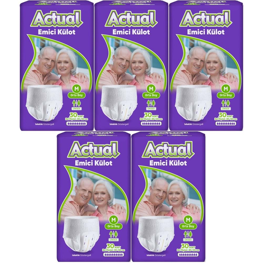 Actual Emici Külot Yetişkin Bezi M - Medium - Orta (Islaklık Göstergeli) 150 Adet