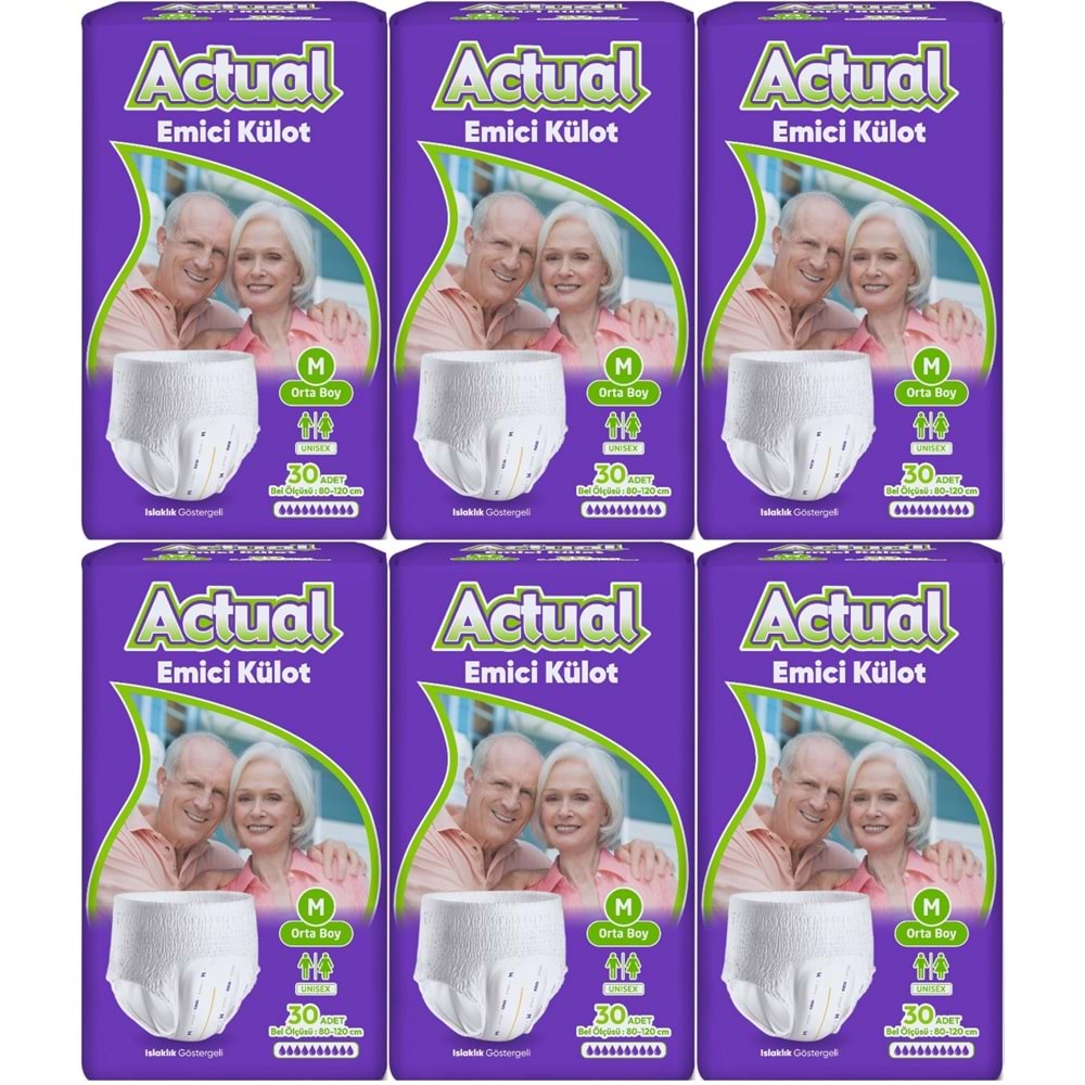 Actual Emici Külot Yetişkin Bezi M - Medium - Orta (Islaklık Göstergeli) 180 Adet