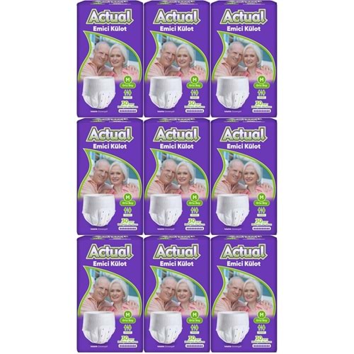 Actual Emici Külot Yetişkin Bezi M - Medium - Orta (Islaklık Göstergeli) 270 Adet (9PK*30)