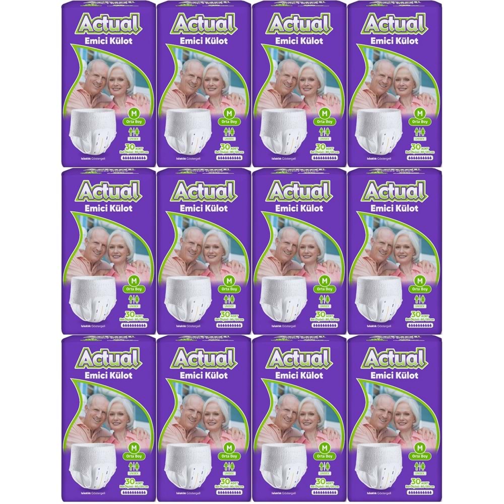 Actual Emici Külot Yetişkin Bezi M - Medium - Orta (Islaklık Göstergeli) 360 Adet (12PK*30)
