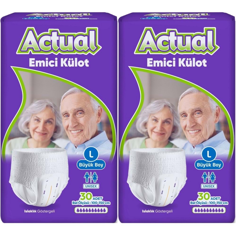 Actual Emici Külot Yetişkin Bezi L - Large - Büyük (Islaklık Göstergeli) 60 Adet