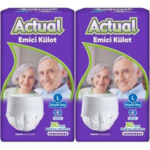 Actual Emici Külot Yetişkin Bezi L - Large - Büyük (Islaklık Göstergeli) 60 Adet