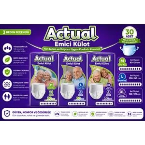 Actual Emici Külot Yetişkin Bezi L - Large - Büyük (Islaklık Göstergeli) 90 Adet