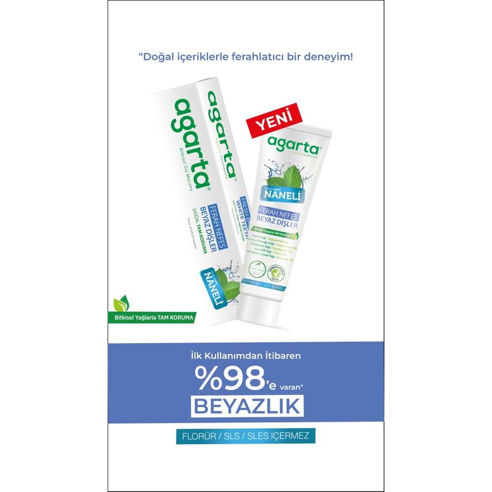 Agarta Doğal Diş Macunu 100ML Naneli (4 Lü Set)