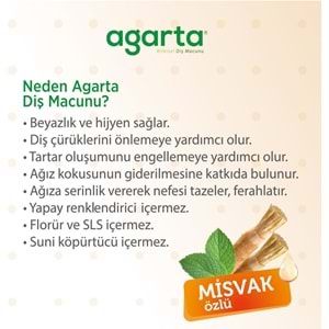 Agarta Doğal Diş Macunu 100ML Misvak özlü (2 Li Set)