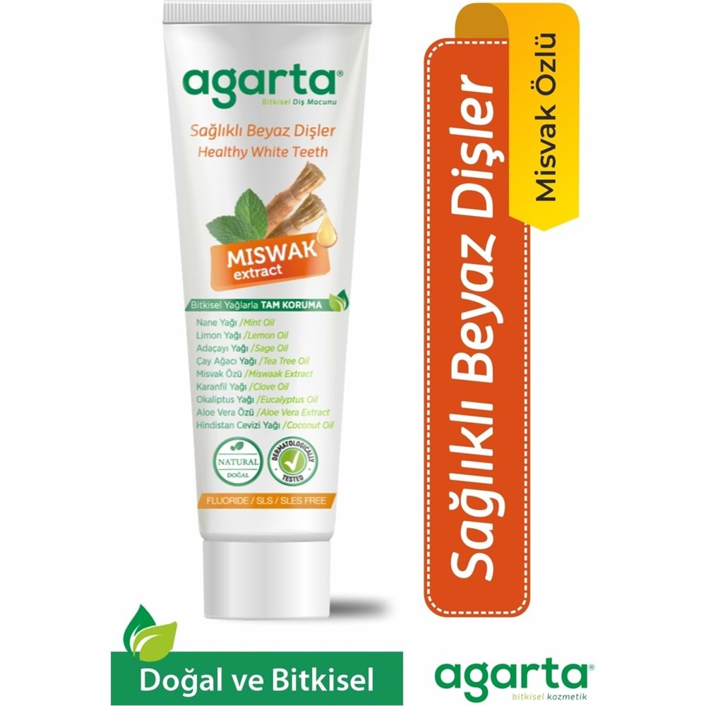 Agarta Doğal Diş Macunu 100ML Misvak özlü (5 Li Set)