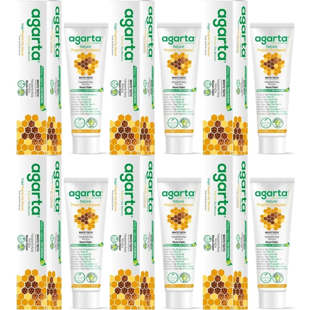 Agarta Doğal Diş Macunu 100ML Propolisli (6 Lı Set)