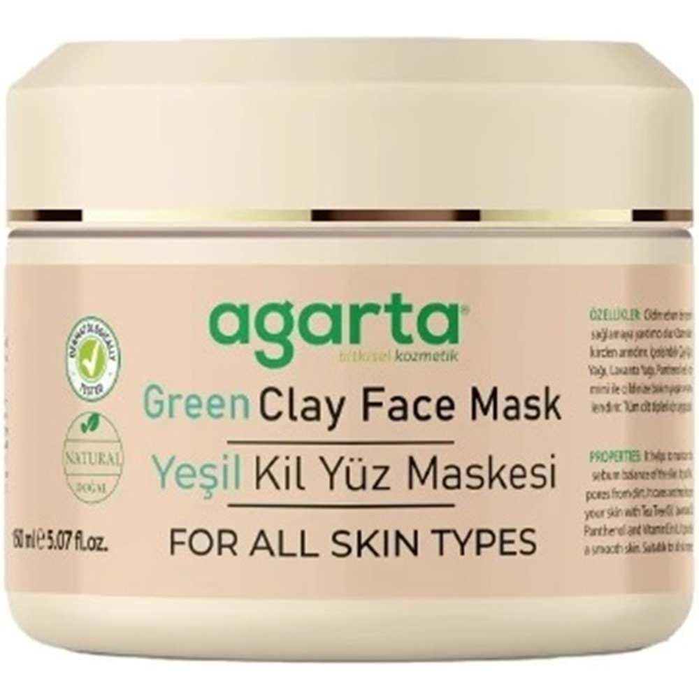 Agarta Doğal Yeşil Kil Yüz Maskesi 150ML (3 Lü Set)
