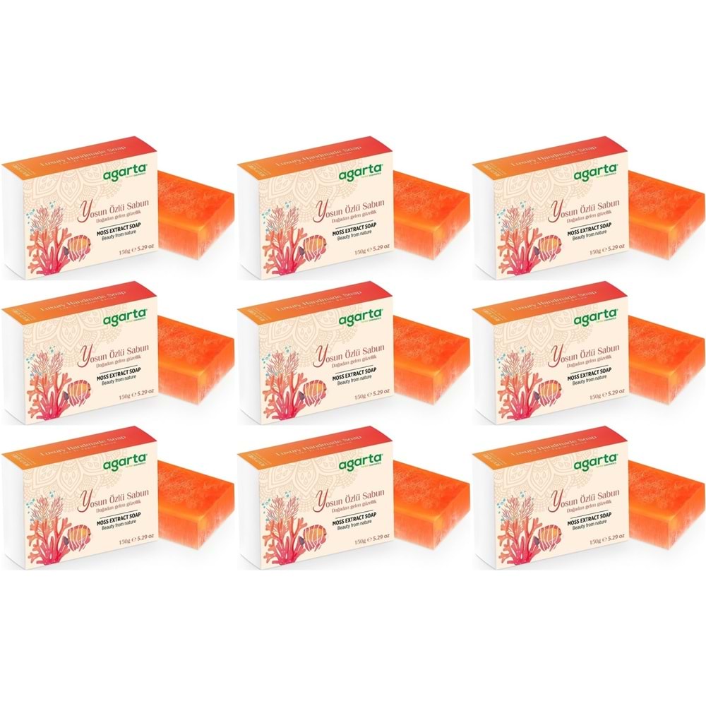 Agarta El Yapımı Doğal Sabun 150GR Yosun Özlü (9 Lu Set)