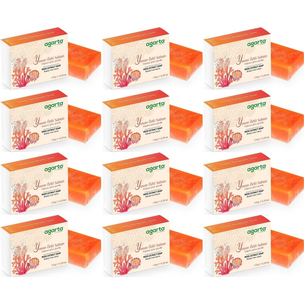 Agarta El Yapımı Doğal Sabun 150GR Yosun Özlü (12 Li Set)