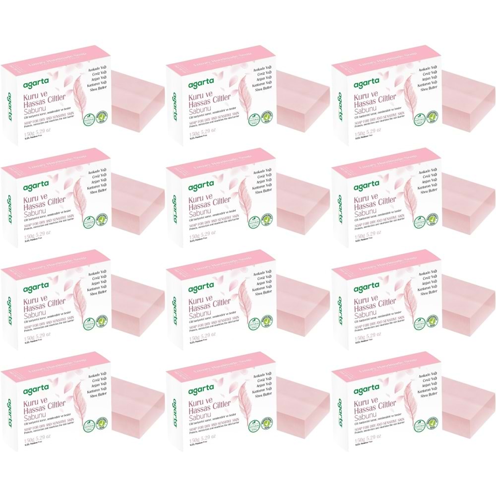 Agarta El Yapımı Doğal Sabun 150GR Kuru ve Hassas Ciltler (12 Li Set)
