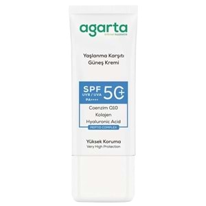Agarta Yaşlanma Karşıtı Collagen Destekli Spf+50 Faktör Yüz Güneş Kremi 50 ML (4 Lü Set)