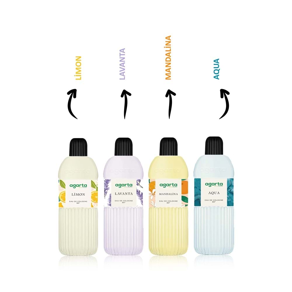 Agarta Kolonya 400 ML Mandalina 80 Derece Pet Şişe (4 Lü Set)