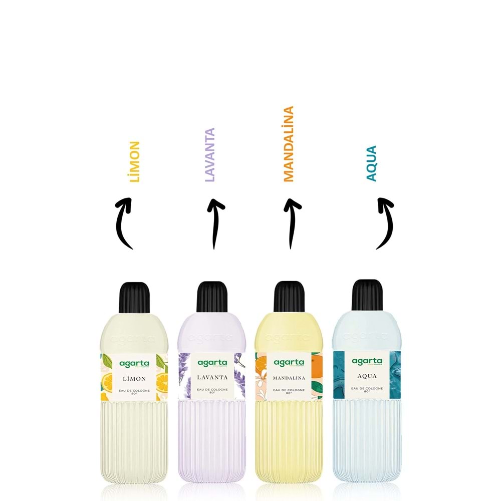 Agarta Kolonya 400 ML Limon 80 Derece Pet Şişe (3 Lü Set)