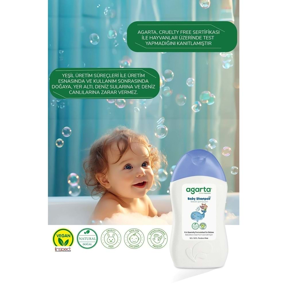Agarta Doğal Erkek Bebek Çocuk Şampuanı Saç ve Vücut 400 ML (2 Li Set)