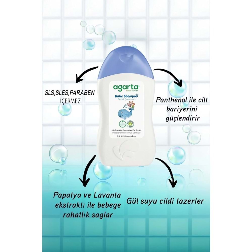 Agarta Doğal Erkek Bebek Çocuk Şampuanı Saç ve Vücut 400 ML (4 Lü Set)