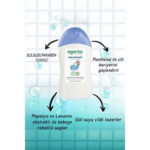 Agarta Doğal Erkek Bebek Çocuk Şampuanı Saç ve Vücut 400 ML (4 Lü Set)