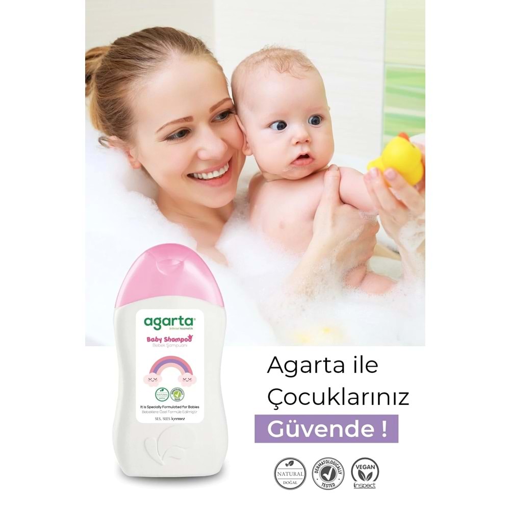 Agarta Doğal Kız Bebek Çocuk Şampuanı Saç ve Vücut 400 ML (4 Lü Set)