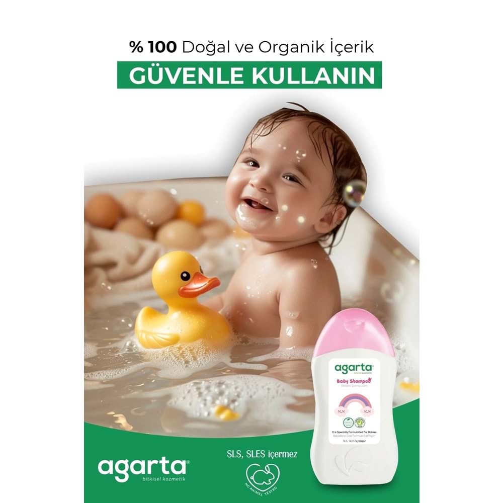 Agarta Doğal Kız Bebek Çocuk Şampuanı Saç ve Vücut 400 ML (5 Li Set)