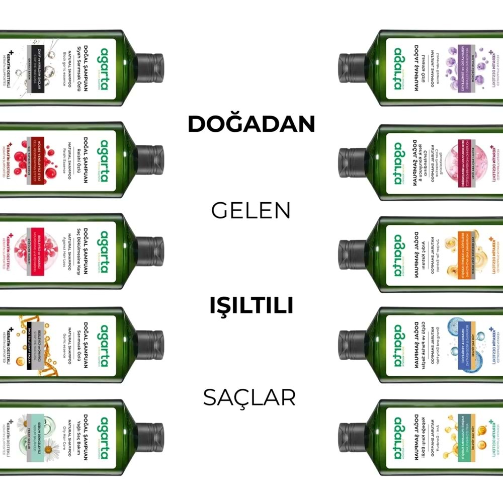 Agarta Doğal Şampuan 400 ML Kepek Karşıtı - Ardıç Katranı,Keratin - Saç Dökülmesine (3 Lü Karma Set)